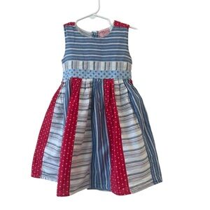 Patchwork Blue Red Sundress Little Girl Cutey Couture Size 2/3